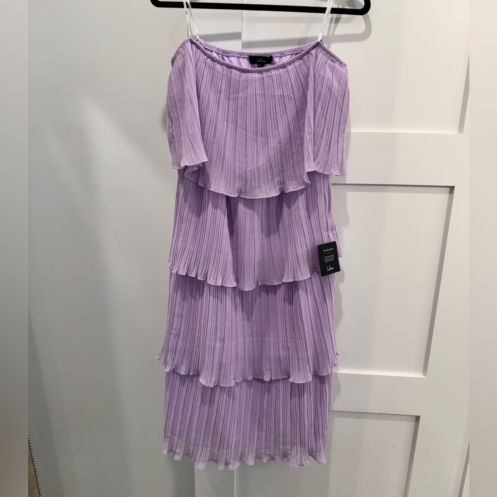 NWT- Lavender Off-the-shoulder Ruffle Midi Dress Purple - Size L - Picture 8 of 8
